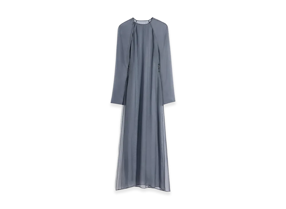 LEMAIRE Women's Sheer Cupro Slit Dress "Smoke"