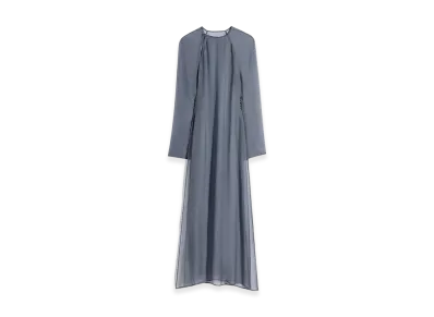 LEMAIRE Women's Sheer Cupro Slit Dress "Smoke"