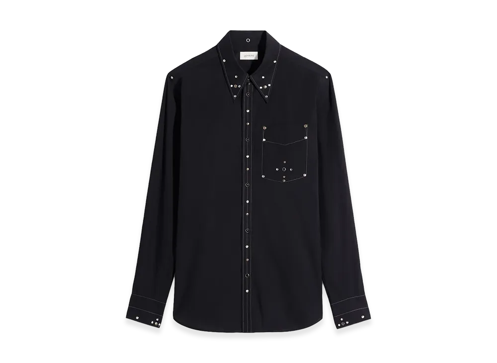 LEMAIRE Women's Crepe Cotton Studded Fit Shirt "Black"