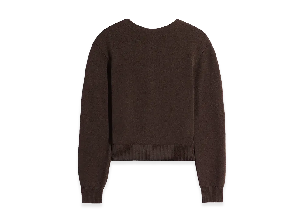 LEMAIRE Women's Cashmere Wool Reversible Button Sweater "Ebony"