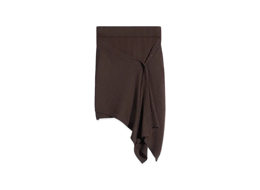 LEMAIRE Women's Merino Blend Buttoned Skirt "Dark Cacao"