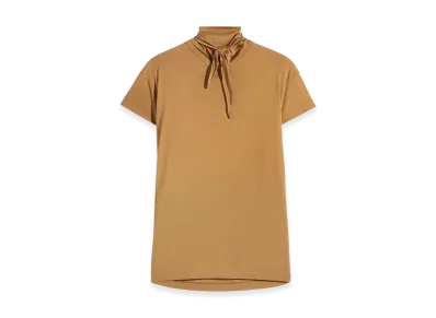 LEMAIRE Women's Viscose Cotton Jersey Short Sleeve Scarf Top "Cinnamon Brown"