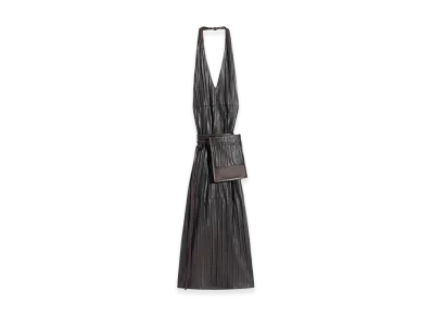 LEMAIRE Women's Crinkled Lamb Leather Apron Dress "Espresso"