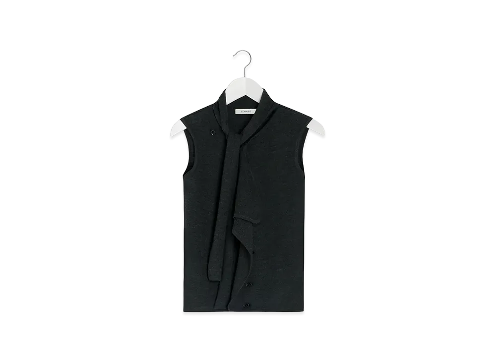 LEMAIRE Women's Asymmetric Sleeveless Cardigan "Anthracite"