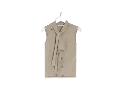 LEMAIRE Women's Asymmetric Sleeveless Cardigan "Light Taupe"