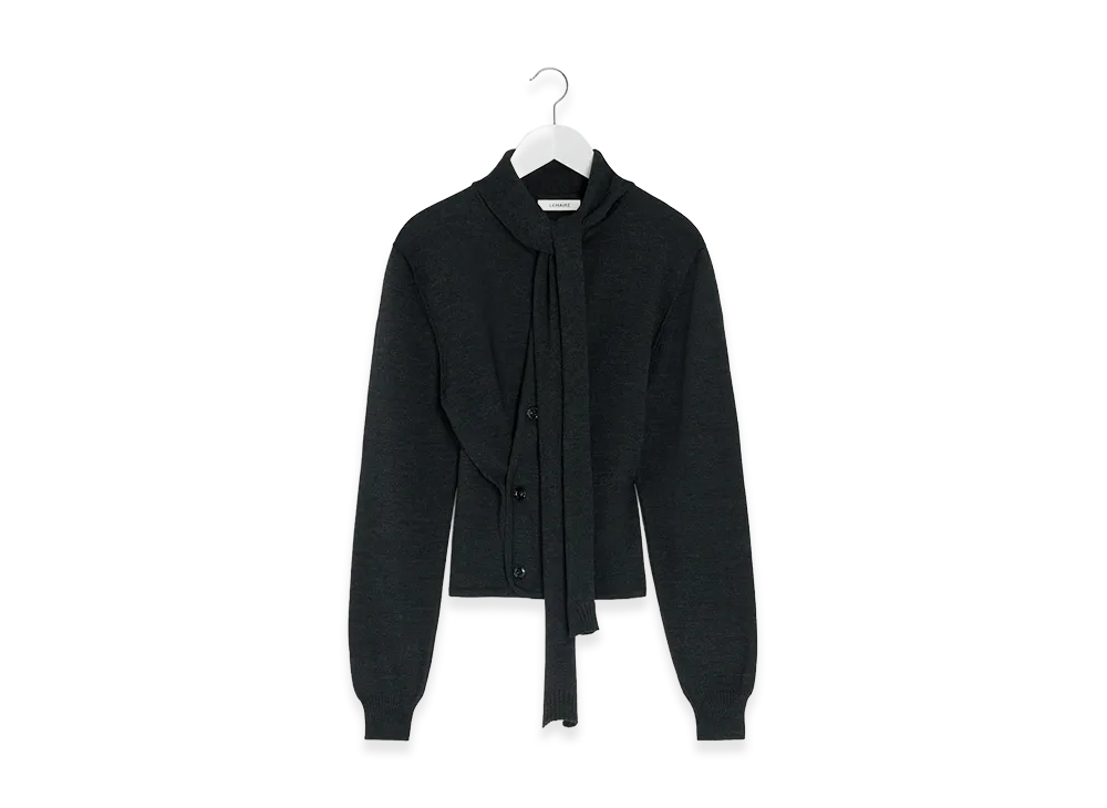 LEMAIRE Women's Twisted Scarf Cardigan "Anthracite"