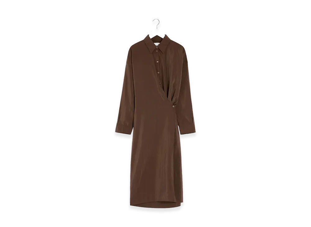 LEMAIRE Women's Twisted Straight Collar Dress "Brunette"