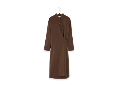 LEMAIRE Women's Twisted Straight Collar Dress "Brunette"