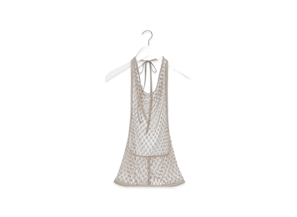 LEMAIRE Women's Fishnet Halter Top "Pearly Beige"