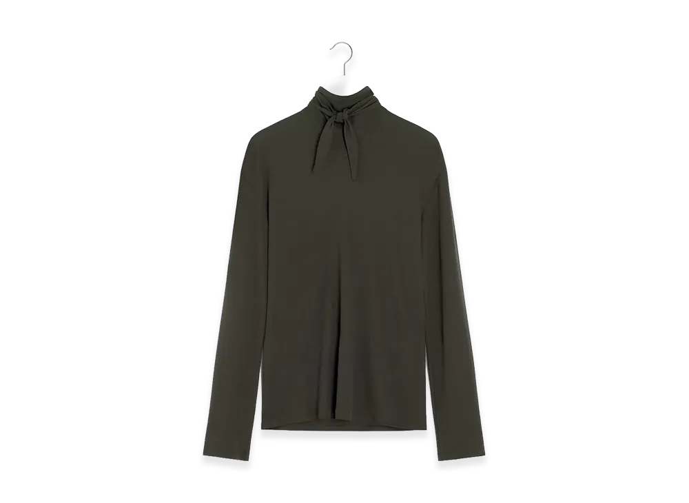 LEMAIRE Women's Long Sleeve Scarf Top "Dark Espresso"
