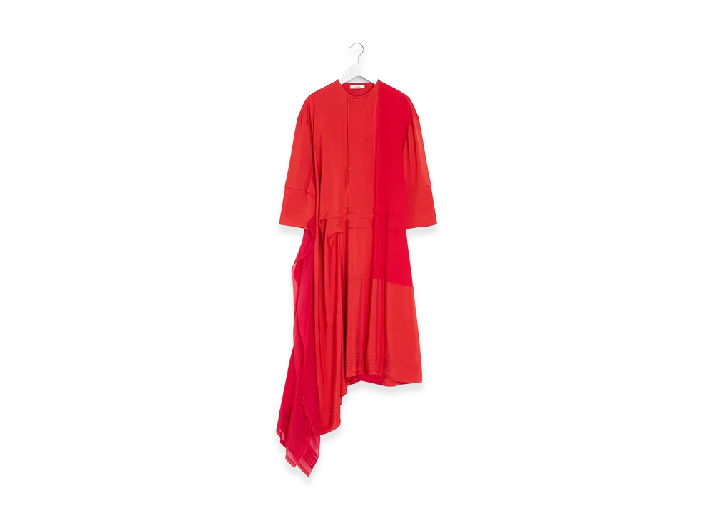 LEMAIRE Women's Pleated Blouse Dress "Vermillon"