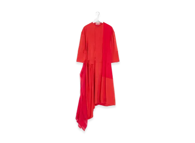 LEMAIRE Women's Pleated Blouse Dress "Vermillon"
