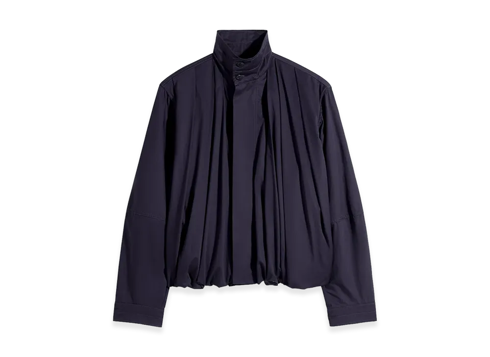 LEMAIRE Women's Cotton Satin Soft Pleated Blouson "Ink Blue"