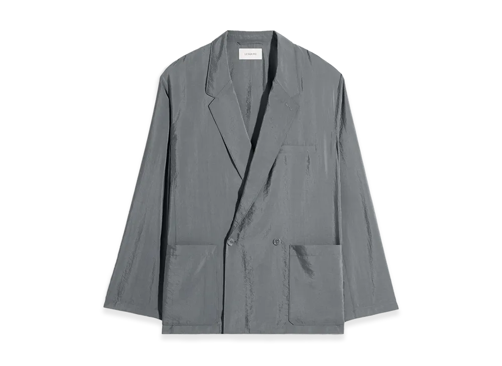 LEMAIRE Dry Silk Double-Breasted Soft Jacket "Aluminium"
