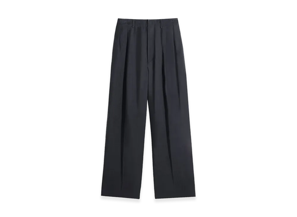 LEMAIRE Viscose Linen Gabardine Pleated Tailored Pants "Ash Black"