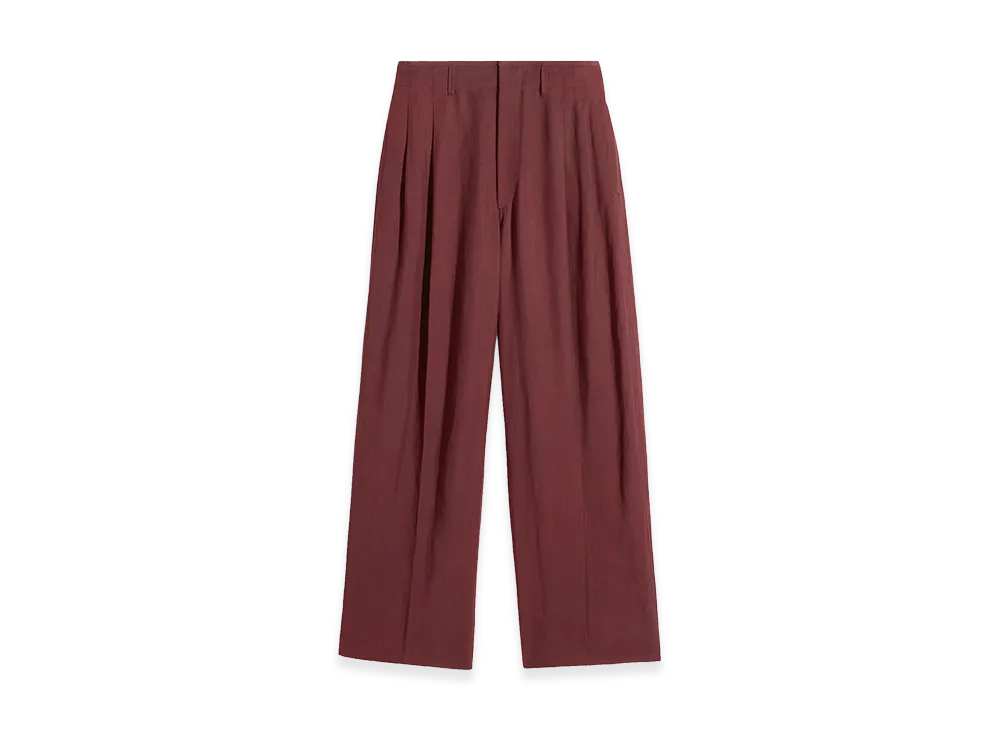 LEMAIRE Viscose Linen Gabardine Pleated Tailored Pants "Porto"