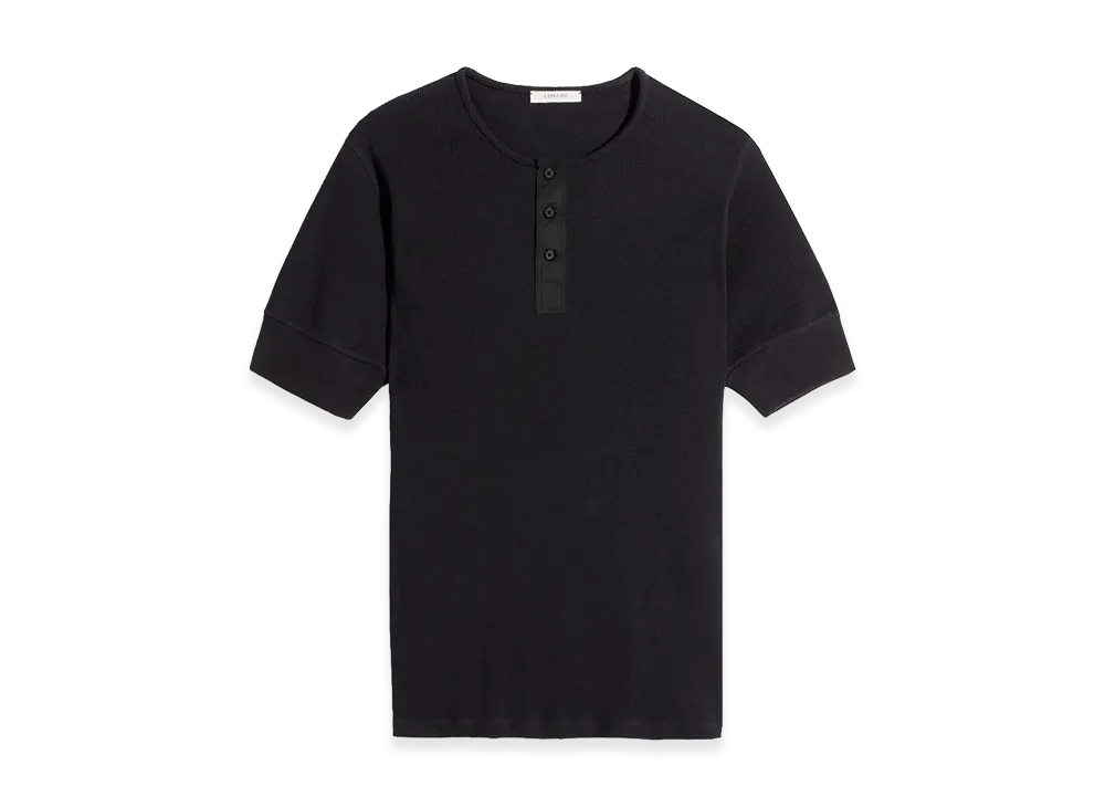 LEMAIRE Jersey Rib Henley Top "Black"