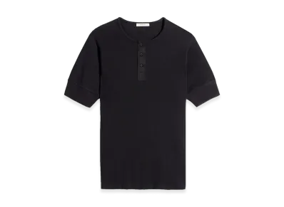 LEMAIRE Jersey Rib Henley Top "Black"