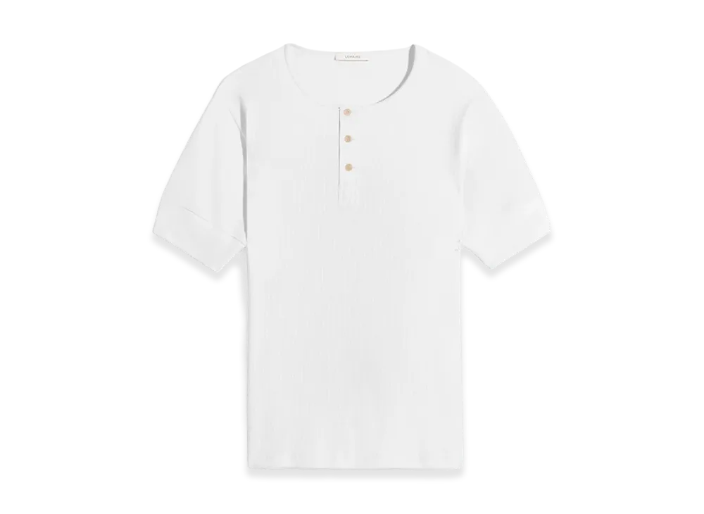 LEMAIRE Jersey Rib Henley Top "Milk"