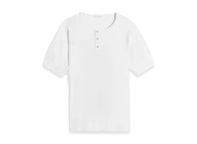 LEMAIRE Jersey Rib Henley Top "Milk"