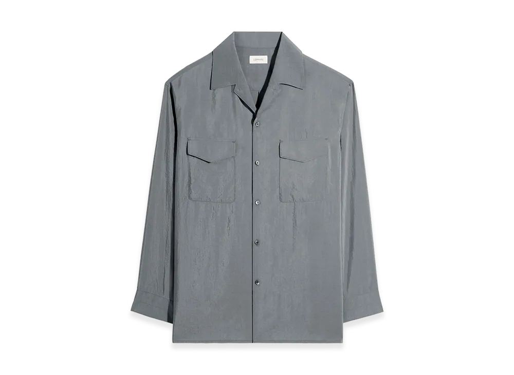 LEMAIRE Dry Silk Convertible Collar Shirt "Aluminium"