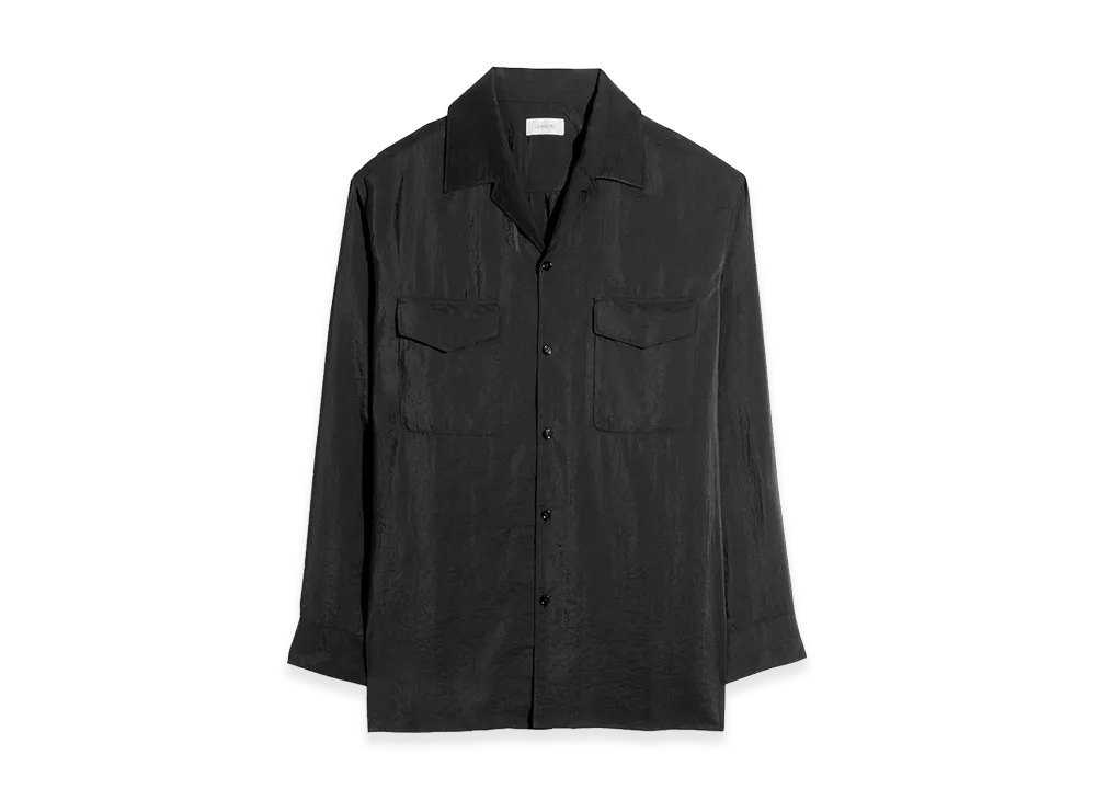 LEMAIRE Dry Silk Convertible Collar Shirt "Black"