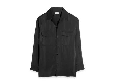 LEMAIRE Dry Silk Convertible Collar Shirt "Black"