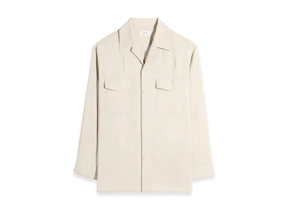 LEMAIRE Dry Silk Convertible Collar Shirt "Oat Milk"