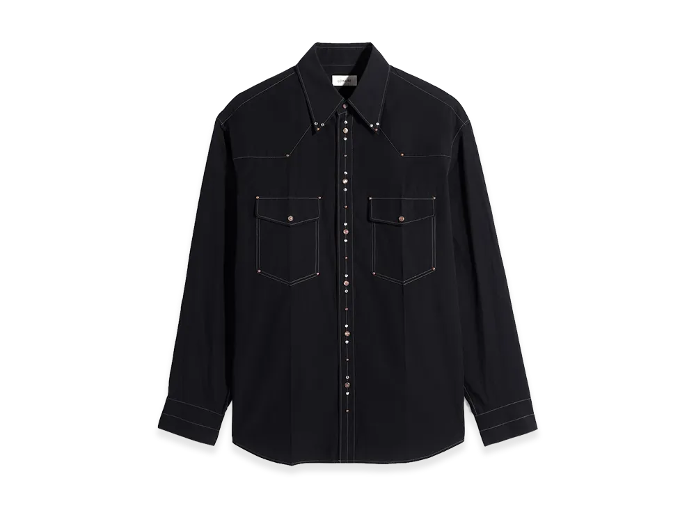 LEMAIRE Crepe Cotton Studded Shirt "Black"