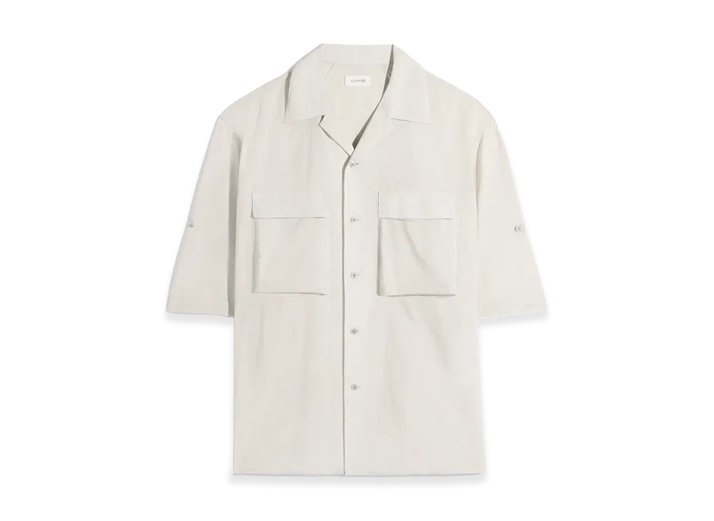 LEMAIRE Washed Technical Cotton Short Sleeve Utility Shirt "Plaster"