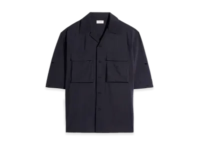 LEMAIRE Washed Technical Cotton Short Sleeve Utility Shirt "Squid Ink"