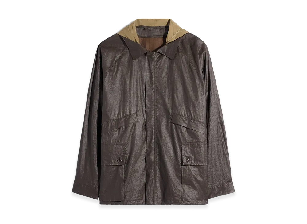 LEMAIRE Coated Technical Linen Detachable Hood Rain Jacket "Bronze"