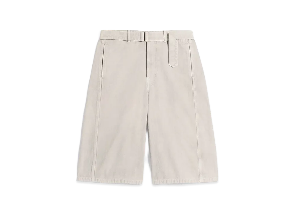 LEMAIRE Heavy Broken Twill Snow Denim Shorts "Moonstone"
