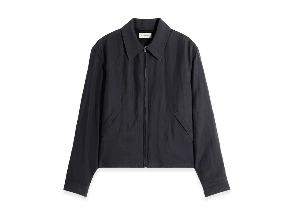 LEMAIRE Viscose Linen Gabardine Short Blouson "Ash Black"