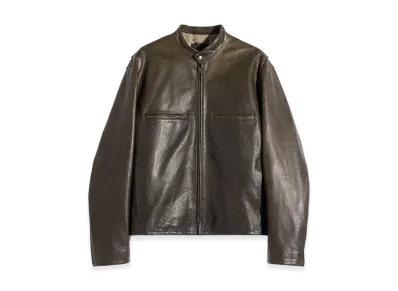 LEMAIRE Waxed Cow Leather Boxy Biker Jacket "Bronze"