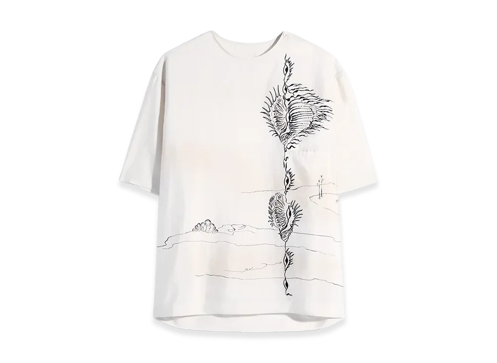 LEMAIRE Shell Print Silk Button Neck Top "Jasmine"