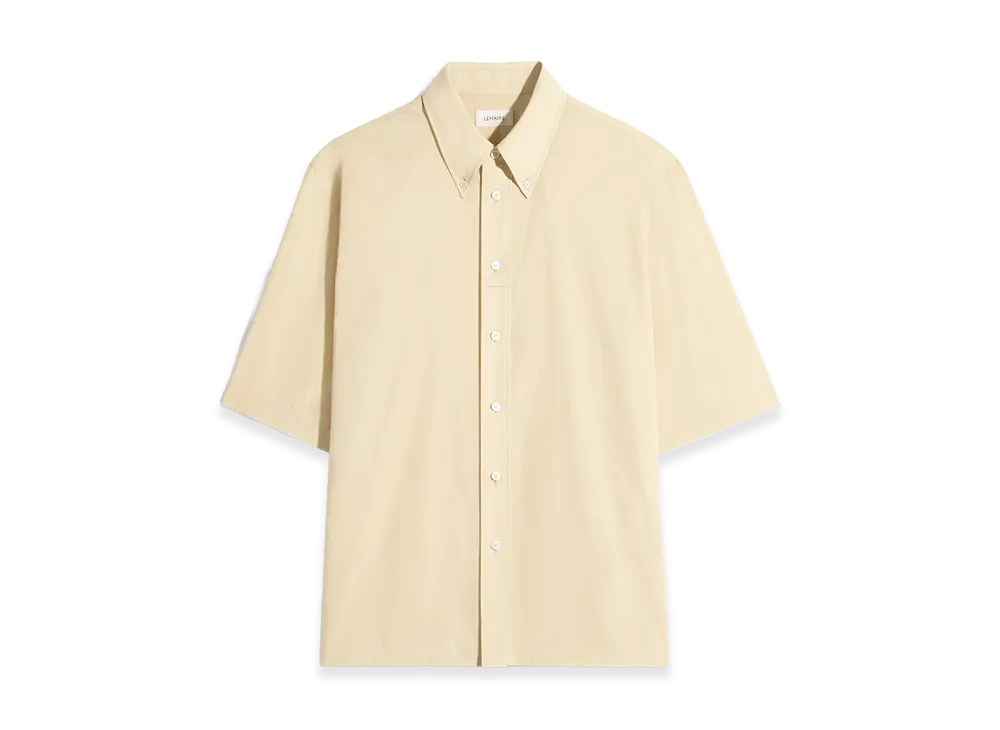 LEMAIRE Washed Cotton Muslin Short Sleeve Shirt "Ice Apricot"