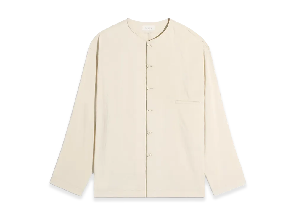 LEMAIRE Dry Silk V-Neck Shirt "Oat Milk"