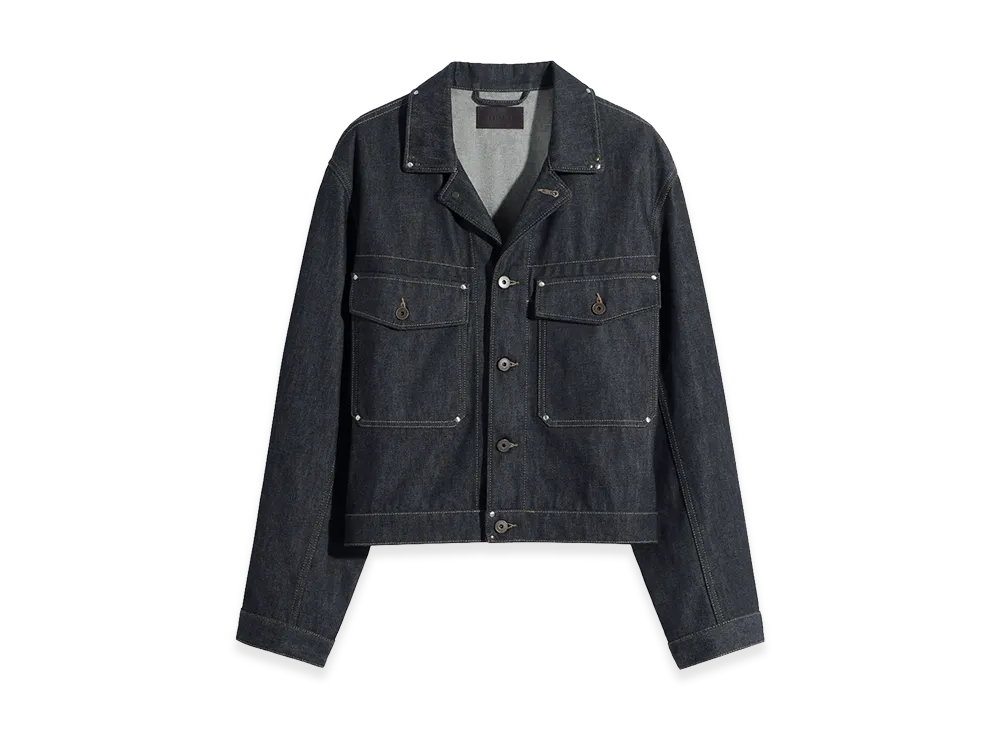 LEMAIRE Studded Denim Trucker Jacket "Slate"