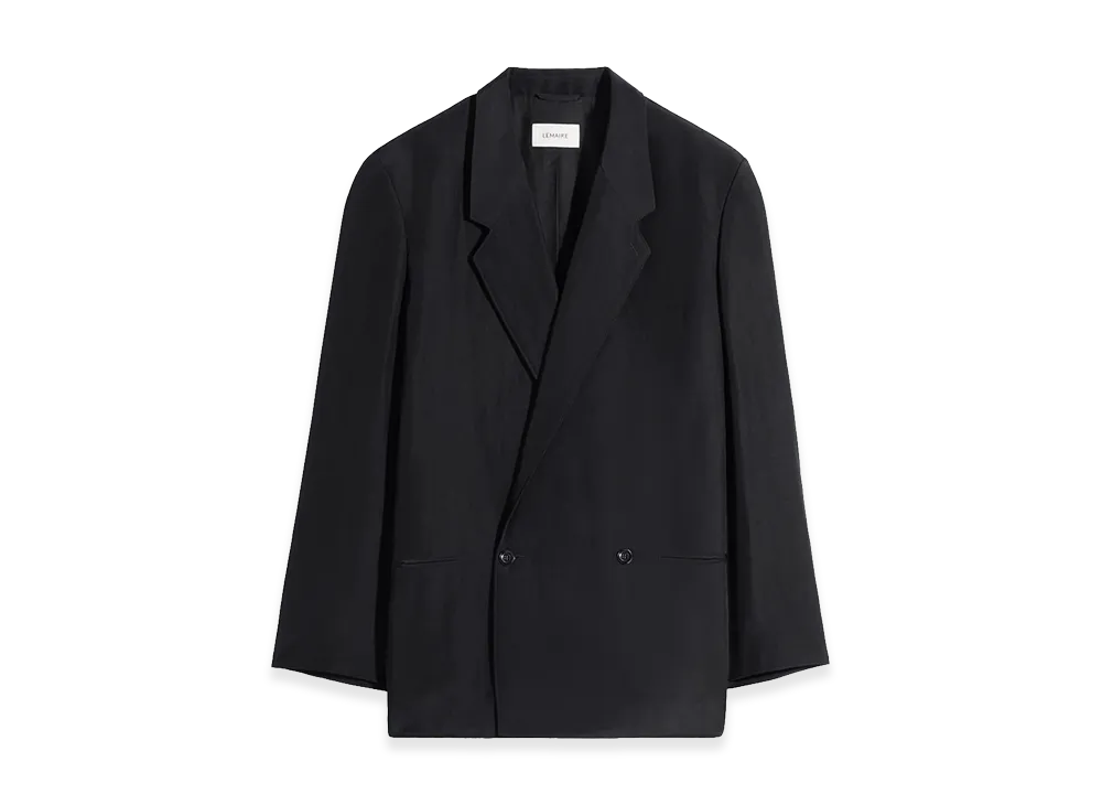 LEMAIRE Linen Viscose Soft Tailoring Double-Breasted Coat "Black"