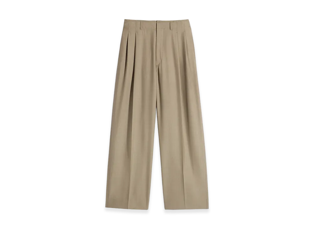 LEMAIRE Poly Wool Pleated Tailored Pants "Hay Green"