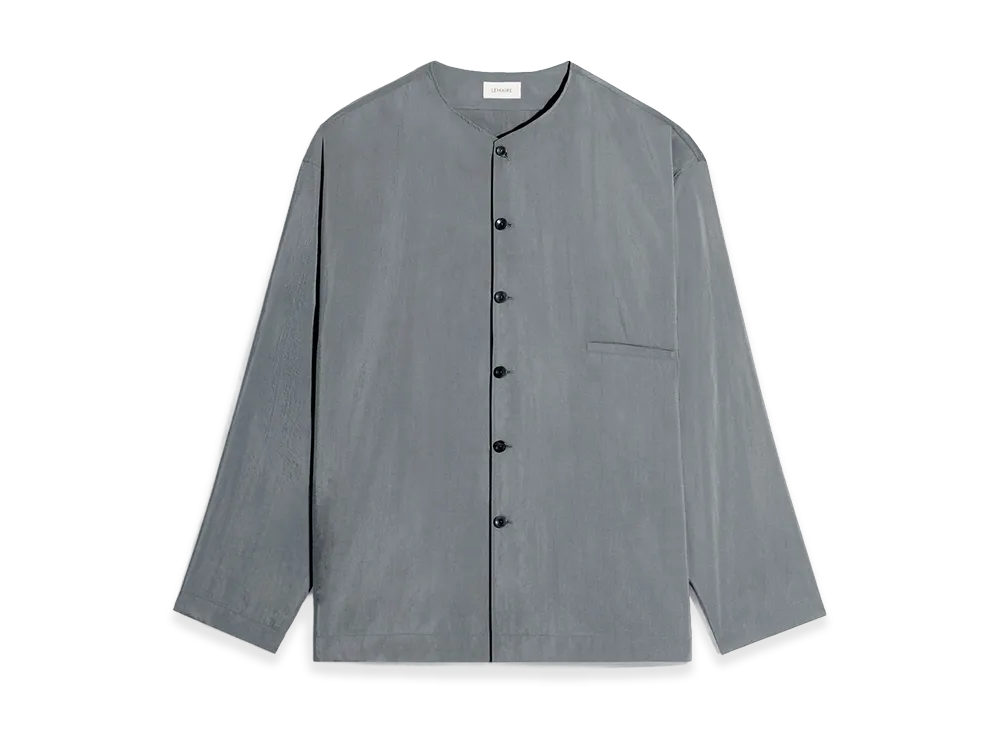 LEMAIRE Dry Silk V-Neck Shirt "Aluminium"