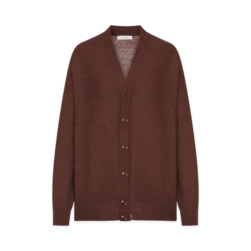LEMAIRE Women's Relaxed Twisted Cardigan In Merino Blend "Brown"