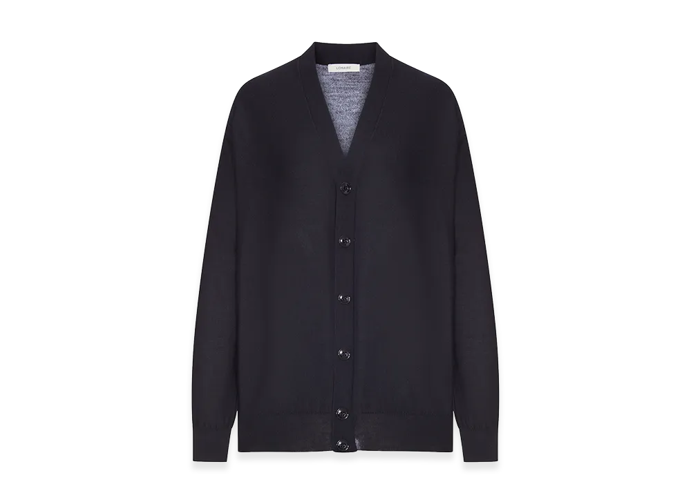 LEMAIRE Women's Relaxed Twisted Cardigan In Merino Blend "Black"