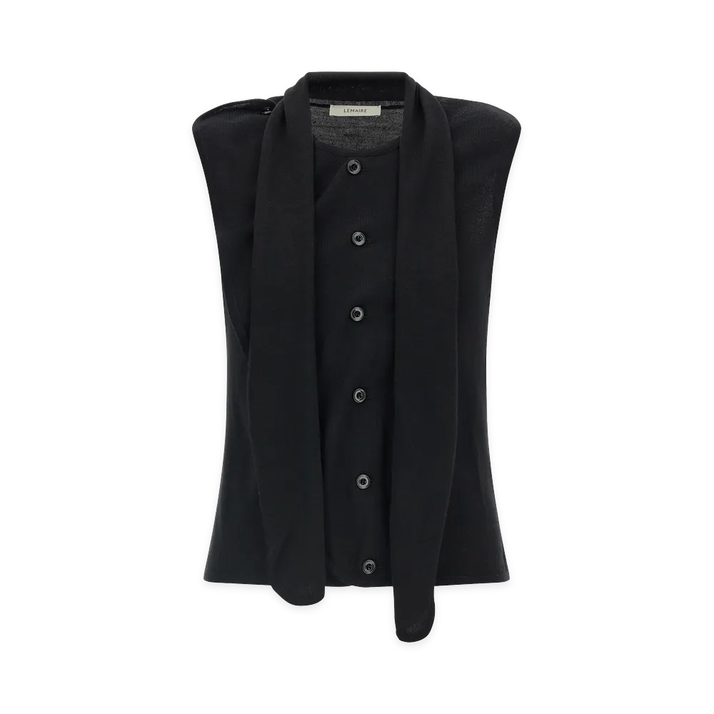 LEMAIRE Women's Draped Panel Vest "Black"
