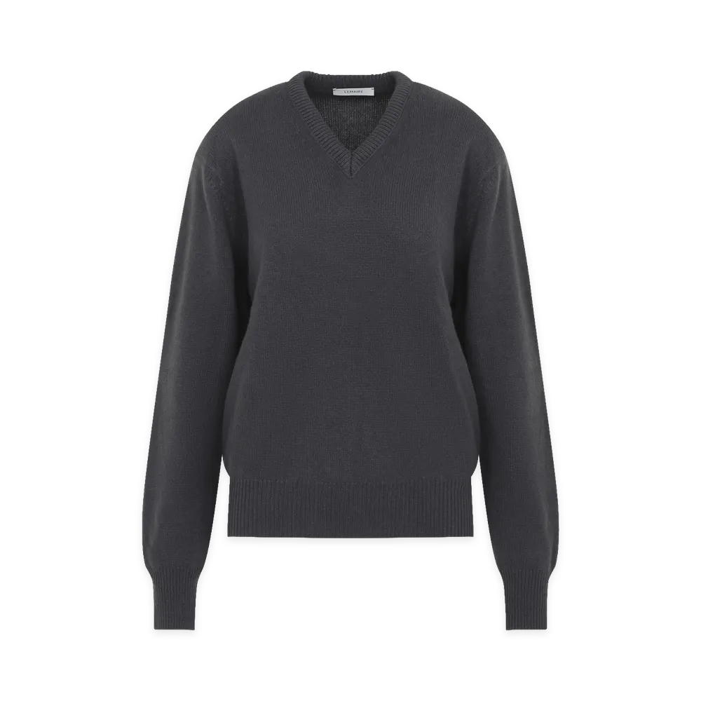 LEMAIRE Women's Stone V-Neck Sweater "Gray"