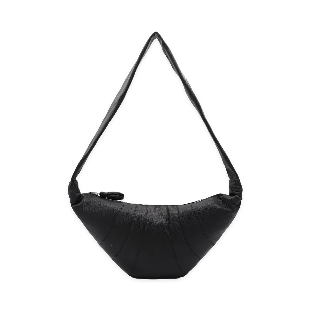 LEMAIRE Women's Medium Croissant Calf Leather Shoulder Bag "Black"