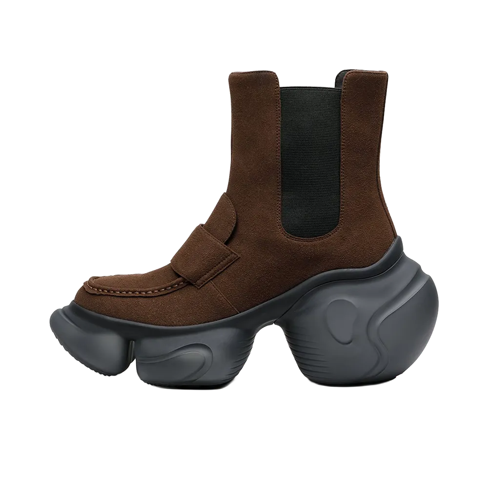 grounds Women's LOOPIE LOAFER BOOTS "Brown Suede/Black Matte"