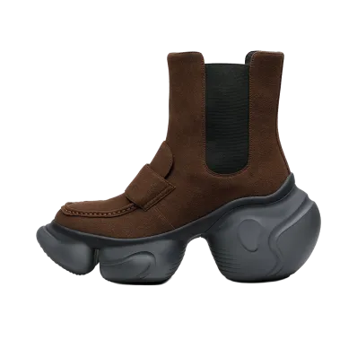 grounds Women's LOOPIE LOAFER BOOTS "Brown Suede/Black Matte"