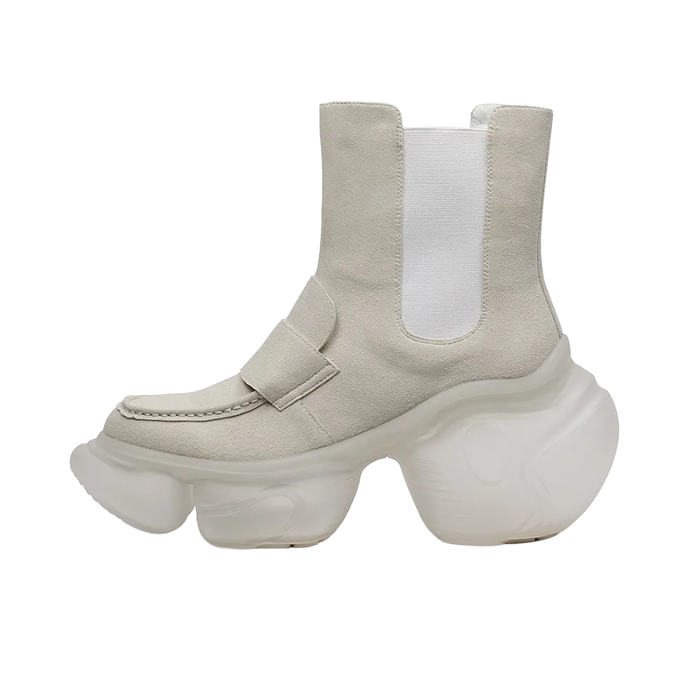 grounds Women's LOOPIE LOAFER BOOTS "Cream Suede/Clear Matte"